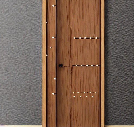 Metal Dots Decorate an Old Door