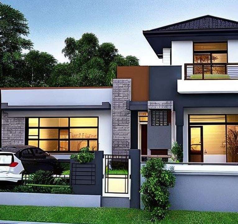 Modern Double Storey House Plan with 2 Kitchens