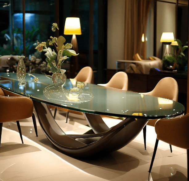 Radiant Elegant Glass Dining Table Design 