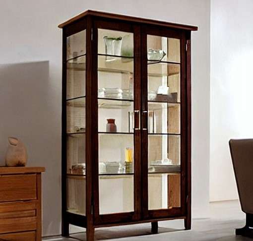 Refined Sophistication Wooden Cabinet with Glass Doors