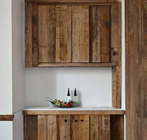 Rustic Wooden Cabinet With Metal Handles