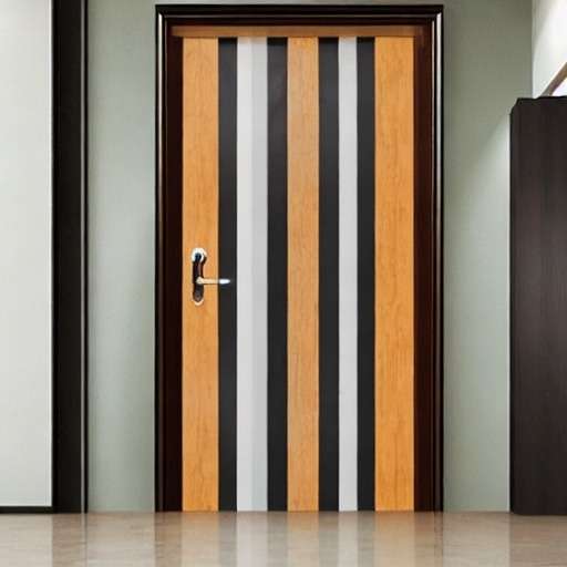Wide Framed Vertical Stripes Wooden Door