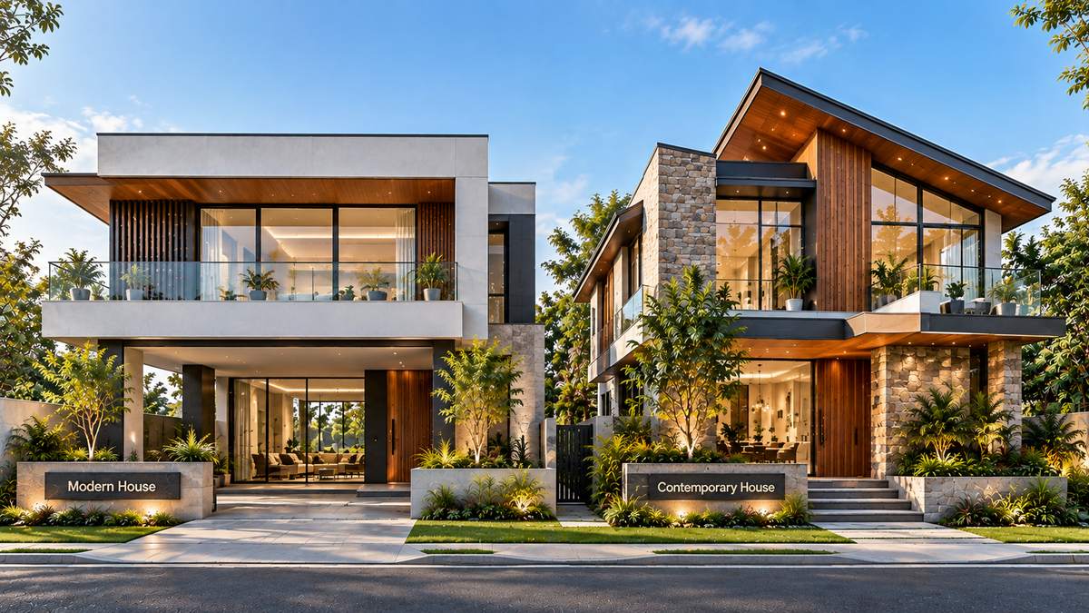 modern house and contemporary house