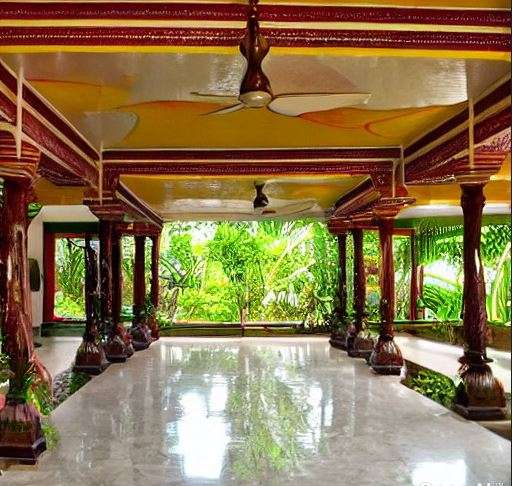 verandah in the middle of a house in kerala