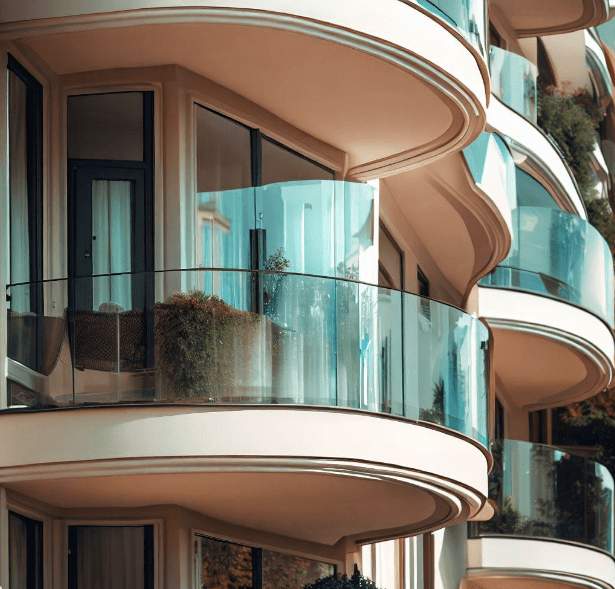 Balconies with Semicircle Glass Railings