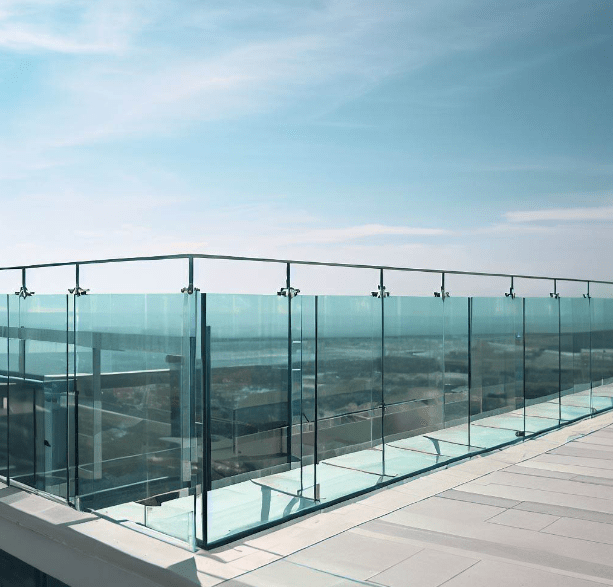 Balcony with Glass Railing on Rooftop 