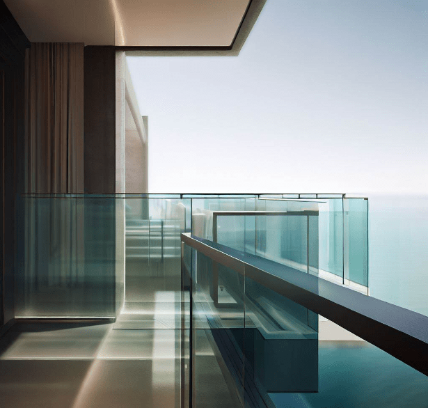 Balcony with Modern Glass Railing Design