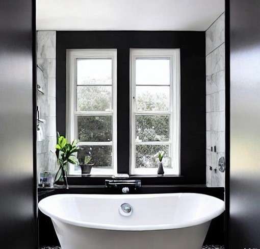 Black and White Simple Small Bathroom 