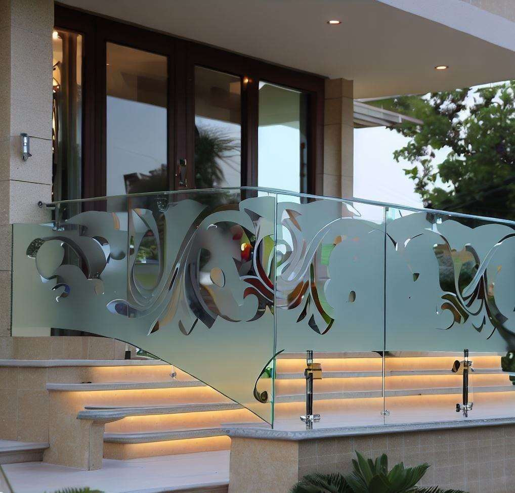 Etched Glass Design for Balcony
