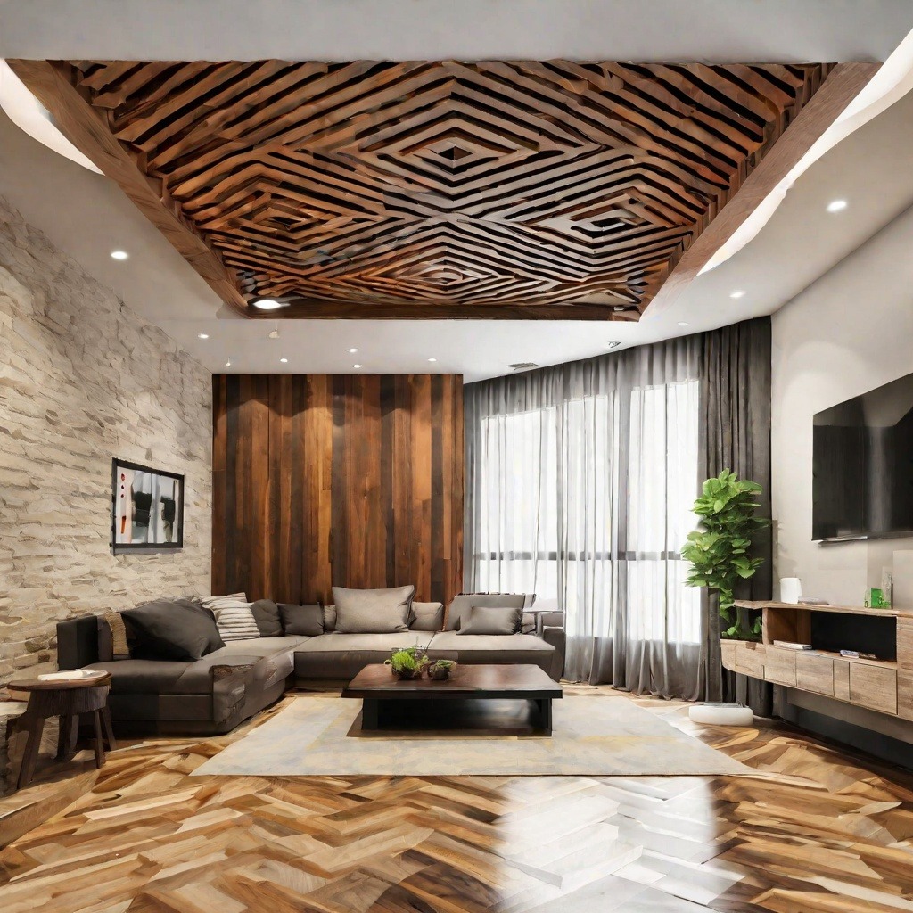 Geometric Simple Wood False Ceiling