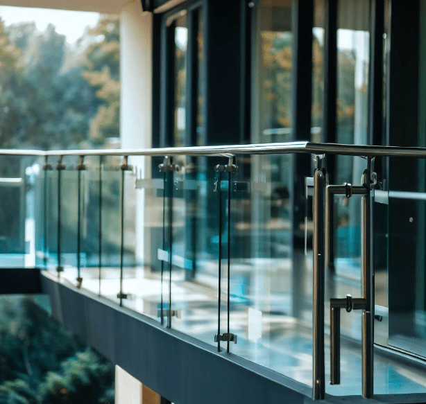 Glass and Steel Hand Railings for the Balcony 