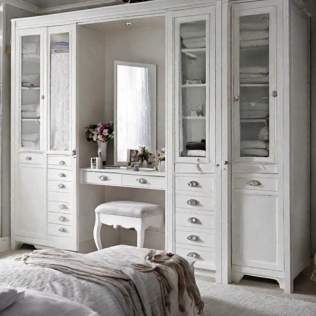 Wardrobe and Vanity Ensemble in White