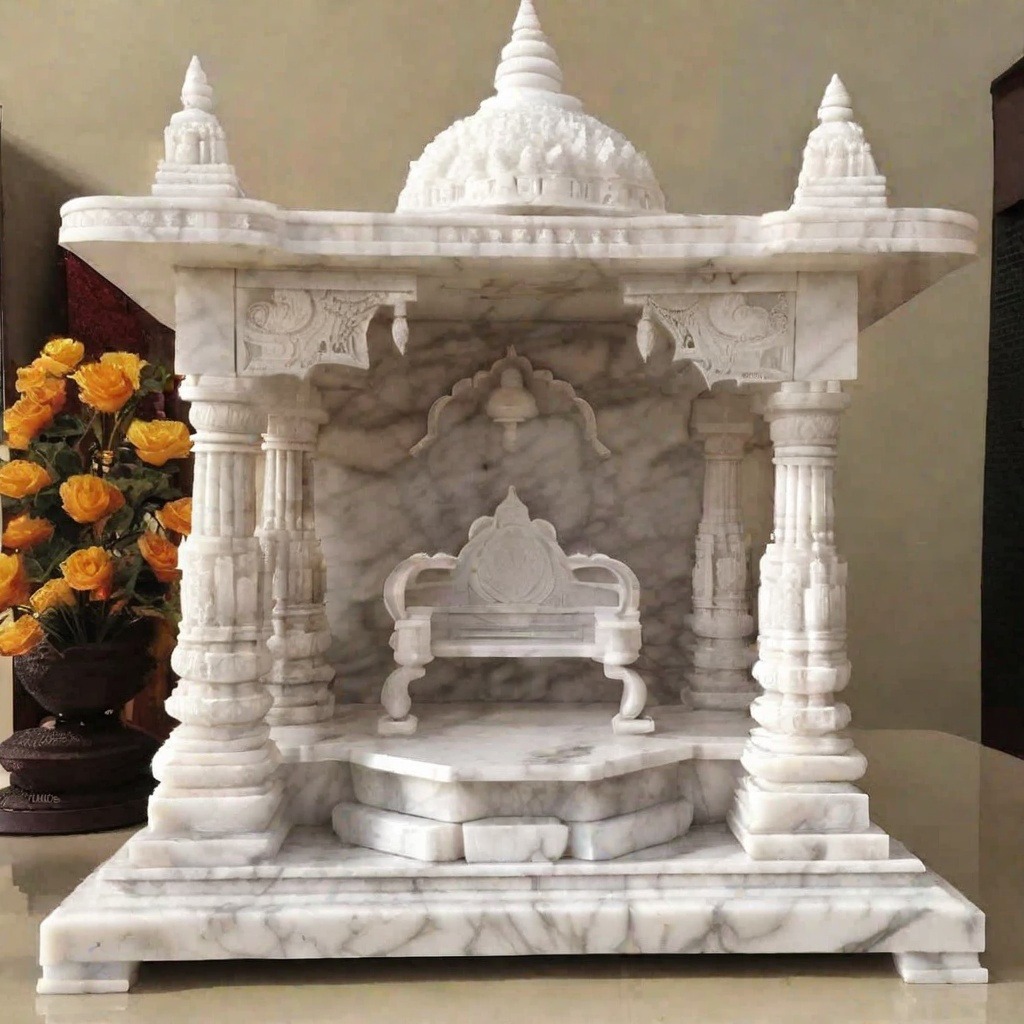 White Marble Mandir Design For Home