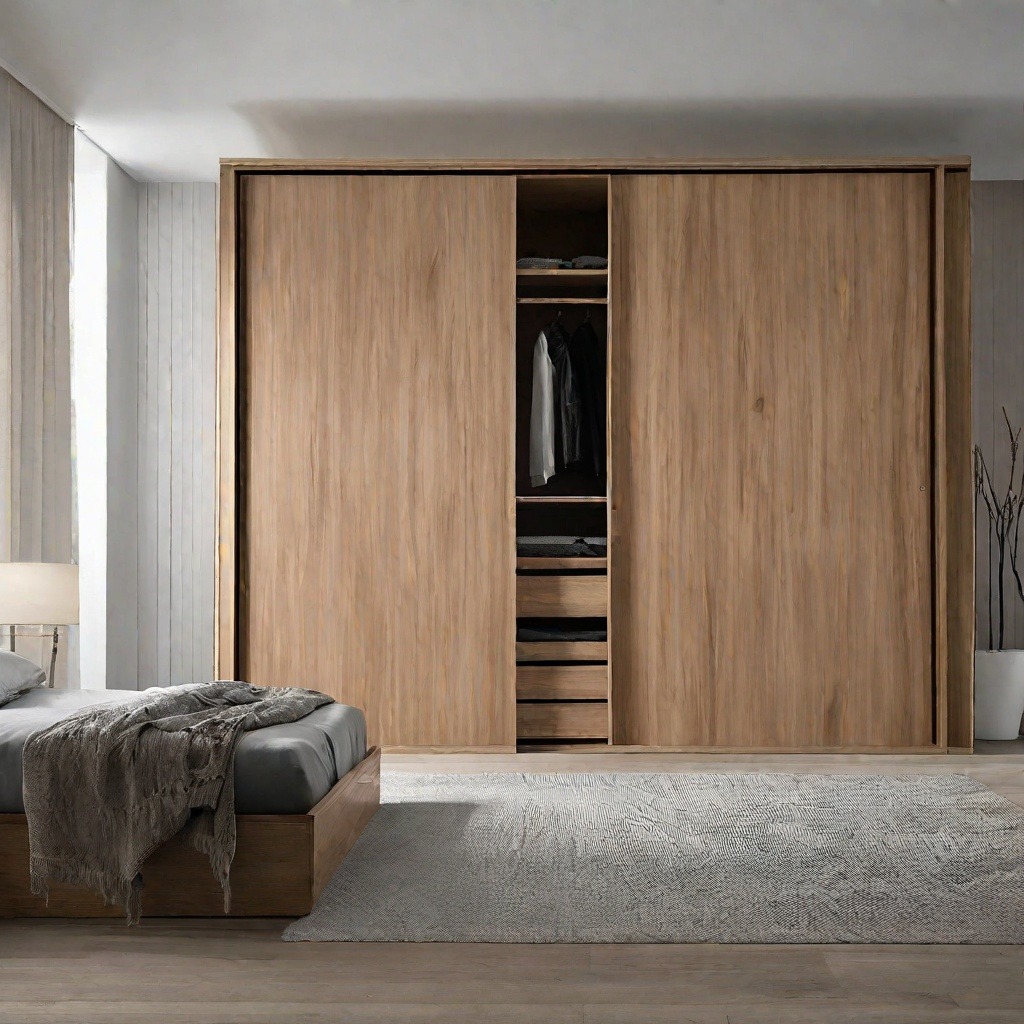 Minimalistic Sliding Wooden Wardrobe Design