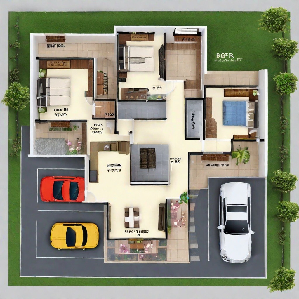 3 BHK House Plan Car Parking