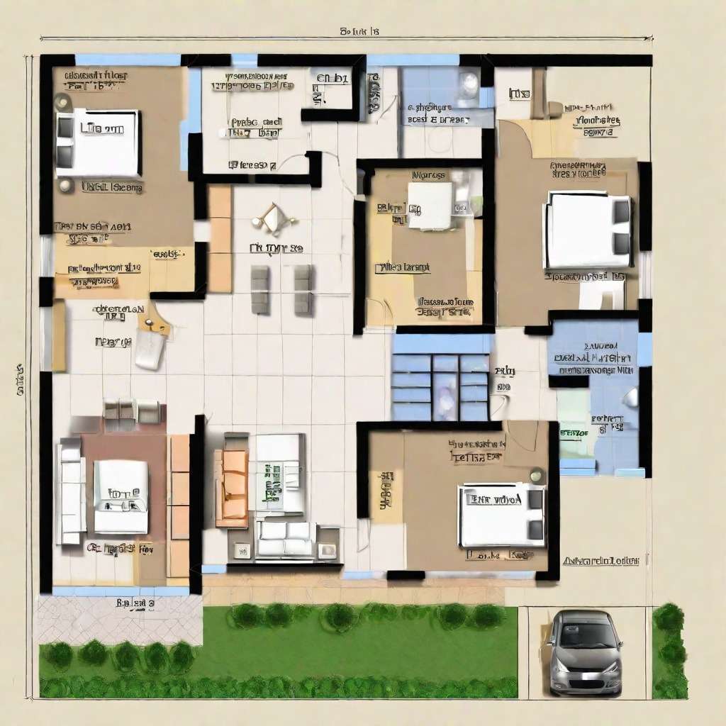 A 3 BHK House Plan Facing the North Direction