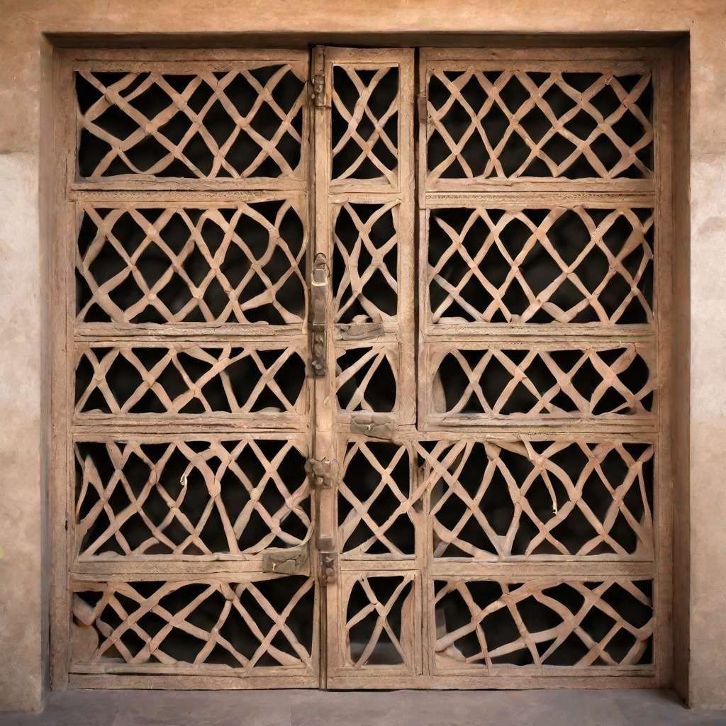 A Jali Door with a Criss-Cross Pattern