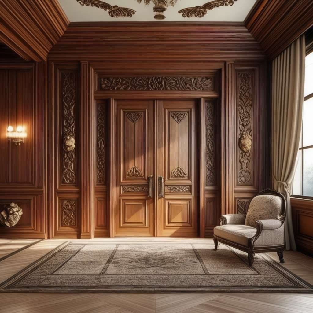 Carved Main Hall Double Door Design - Fine Craftsmanship