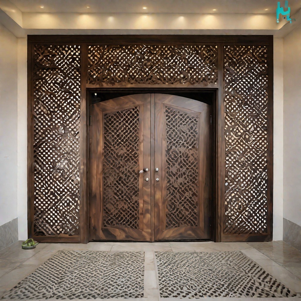 Chevron-Patterned Jali Door Design