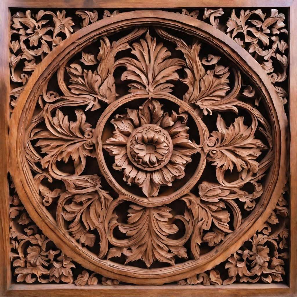 Floral Carvings Wooden Jali Door
