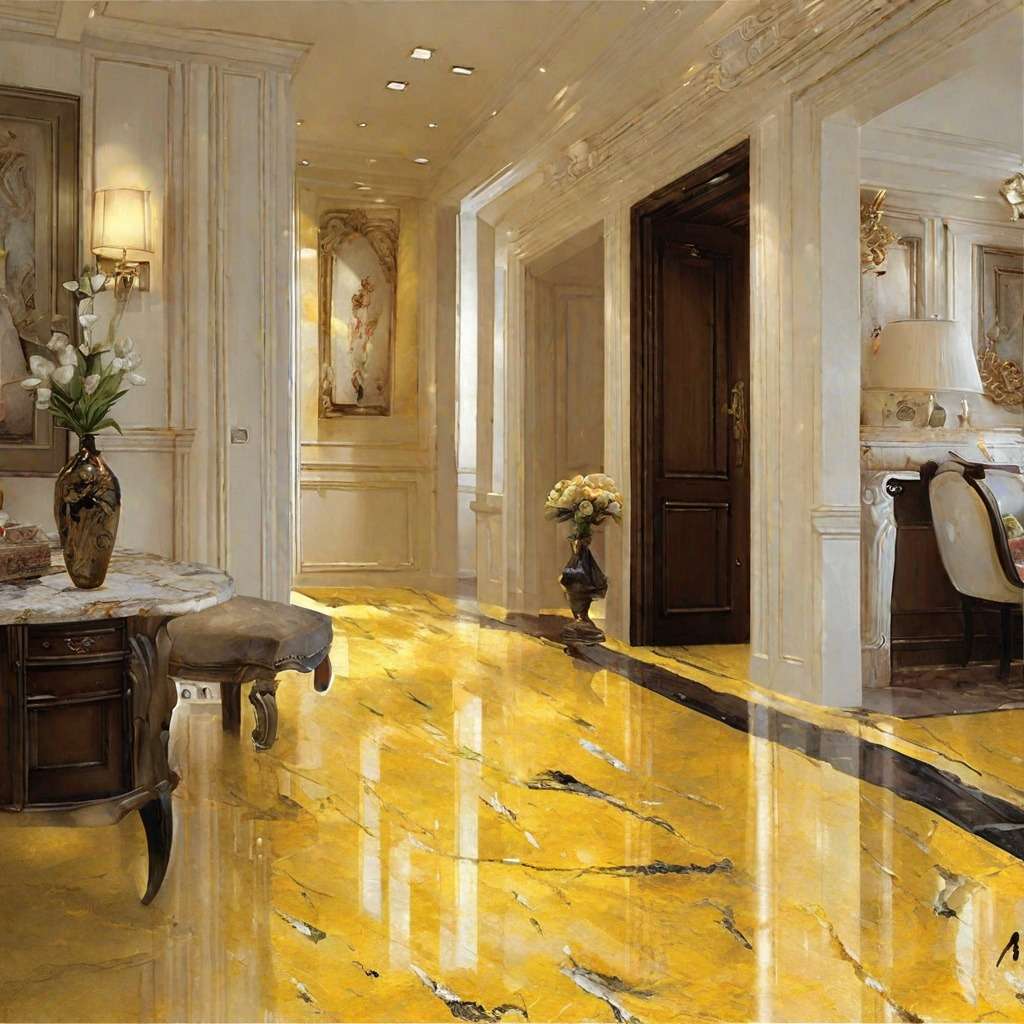 Granite Floor Design - Crystal Yellow Granite Flooring Sunset Glow