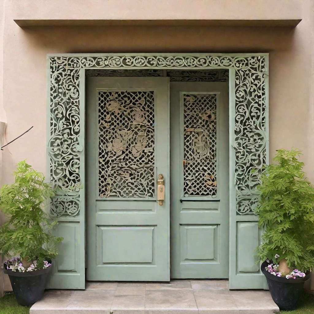Jali Door Design with Garden Decoration