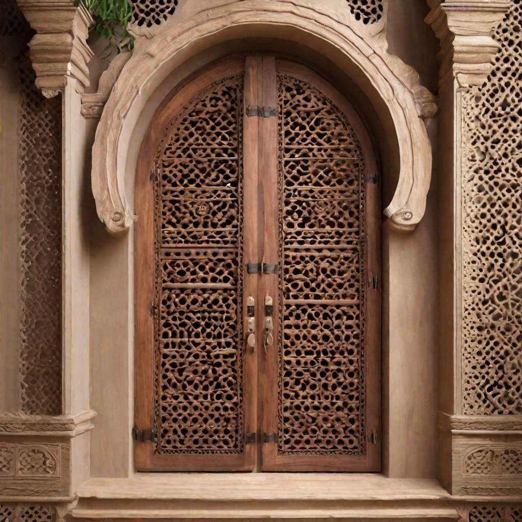 Wooden Jali Door Design in the Traditional Style