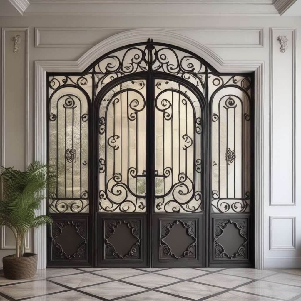 Wrought Iron Main Hall Double Door Design - Ornate Security