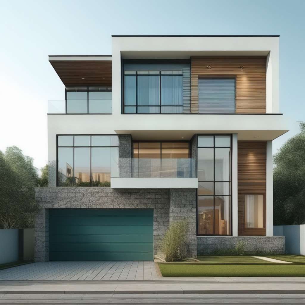 House Front Wall Design with Glass