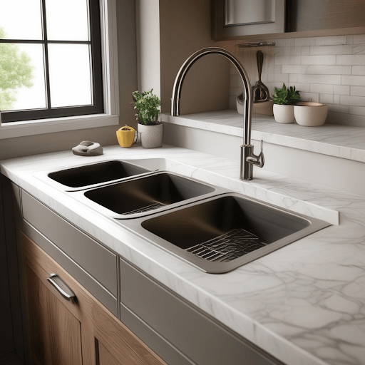 Kitchen Sink Design with Hidden Compartments