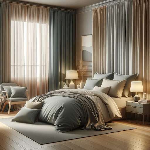 Bedding in Solid Colours Paired with Curtains