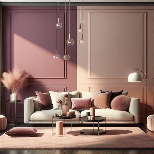 Blush Pink and Purple Two Colour Combination For Bedroom Walls
