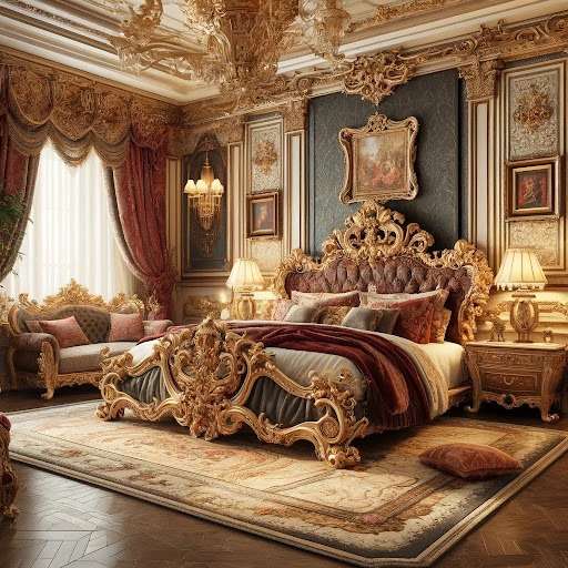 Classic Baroque-style bedroom interior