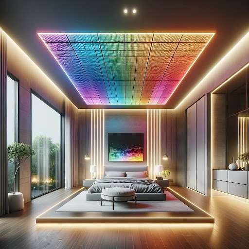 Colourful LED Panel Design For Bedroom