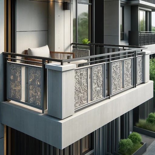 Concrete Balcony Railing Design with a Decorative Finish