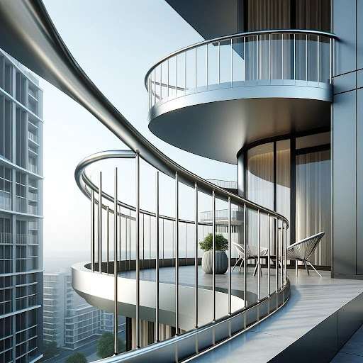 Curved Stainless Steel Balcony Railing Design