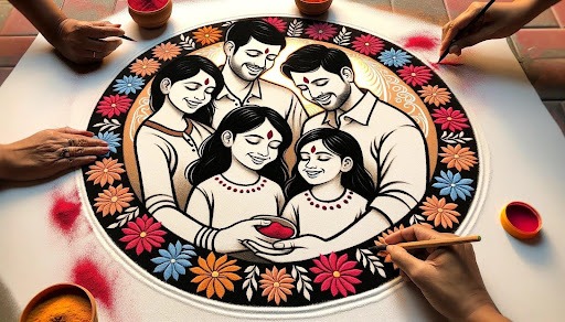 Family Portrait Rangoli Design