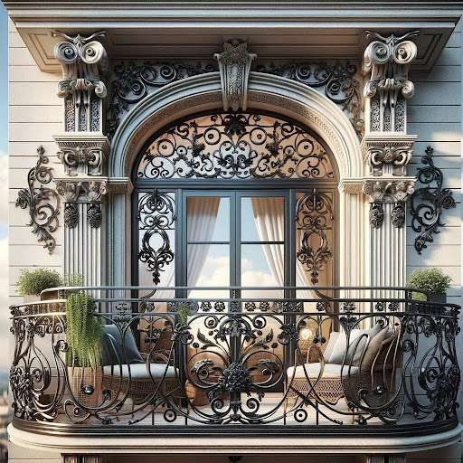 French Style Heavy Wrought Iron Grill