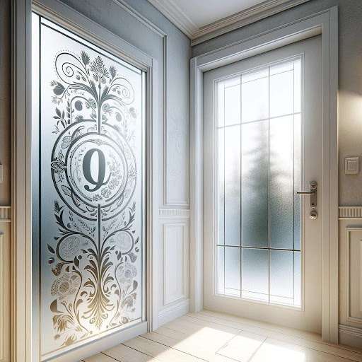 Frosted Glass with Etched Design