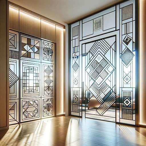Interior Glass Doors with Geometric Patterns