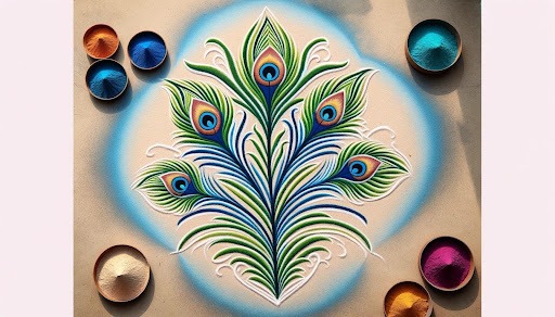 Peacock Feathers Rangoli Design