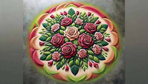 Rose Bouquet Rangoli Design