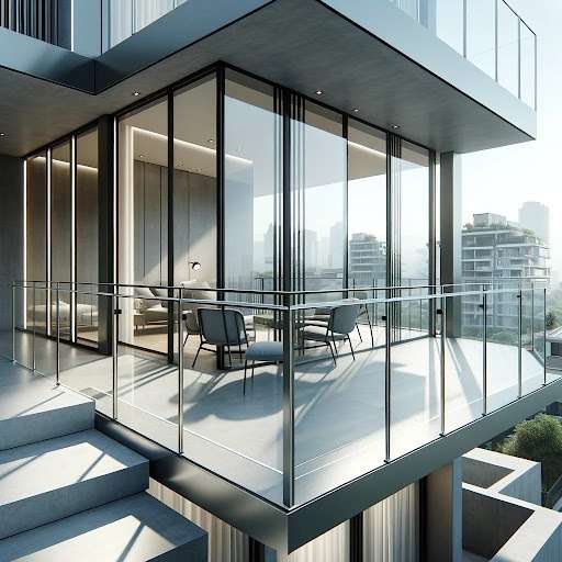 Stylish Aluminum and Glass Balcony Railing Design
