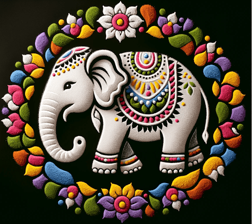 White Elephant Rangoli Design