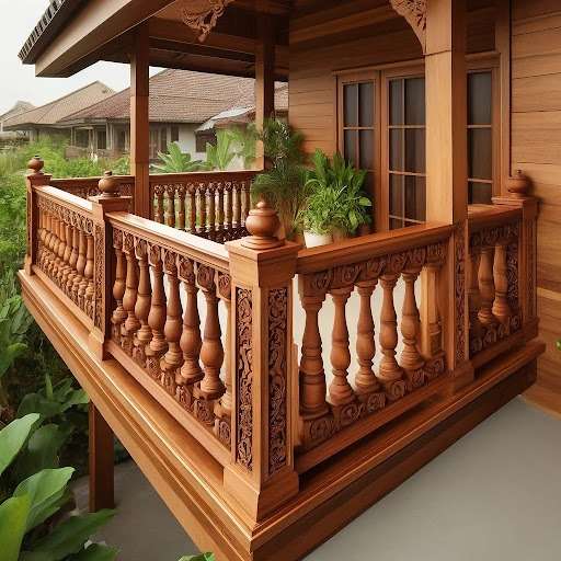 Wooden Balcony Railing Design