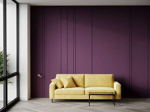 Yellow and Purple Two Colour Combination For Bedroom Walls