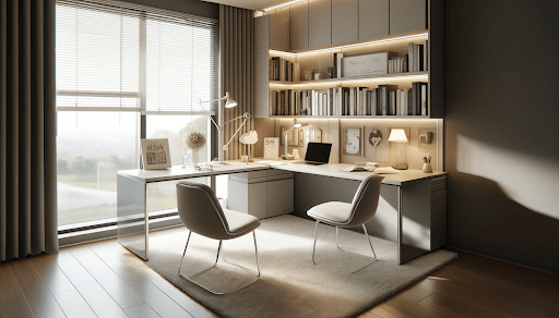 L-Shaped Study Table Design