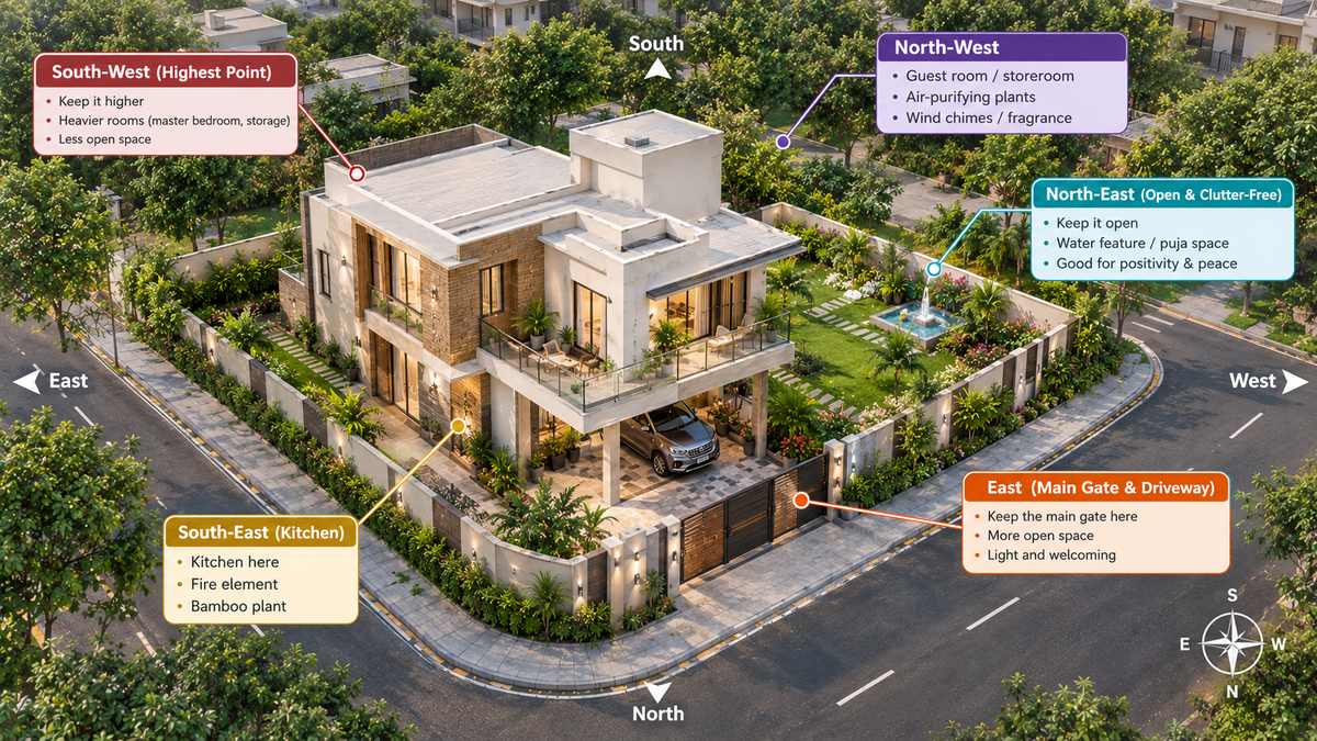 Tips for Corner plot as per Vastu