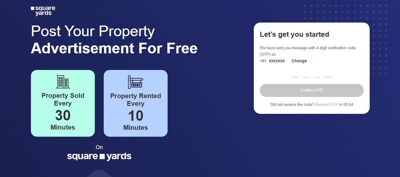 Login Portal for Registering Your Property On Square Yards