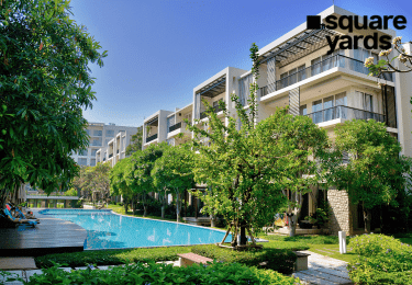 branded residences with swimming pool in front